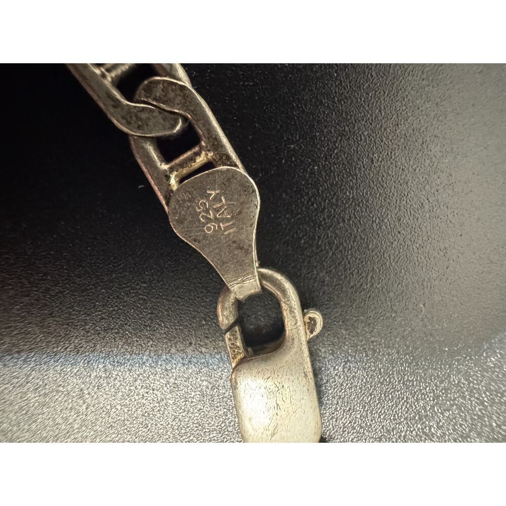Vtg Italy 925 Sterling Silver Flat Mariner Chain Link Necklace 22" Long 5.7mm - Picture 5 of 8